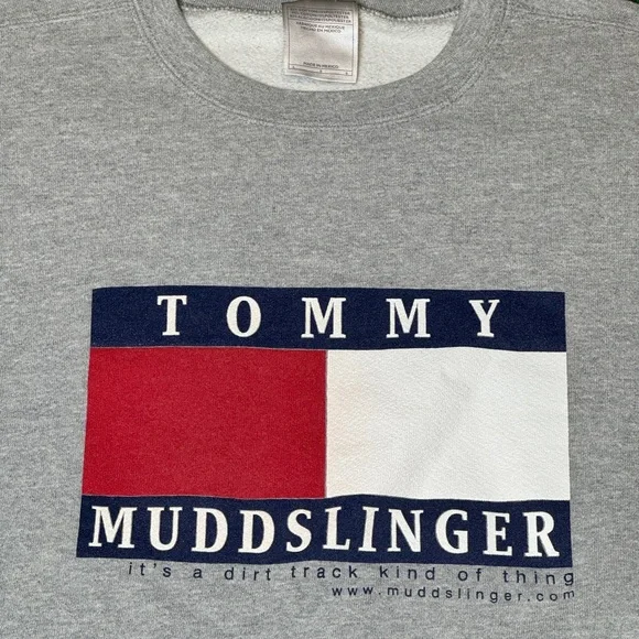 Vtg 90s Y2K Nike Blank Tommy Mudslingers Hilfiger Mens Large Gray Sweatshirt Sweatshirts & Hoodies